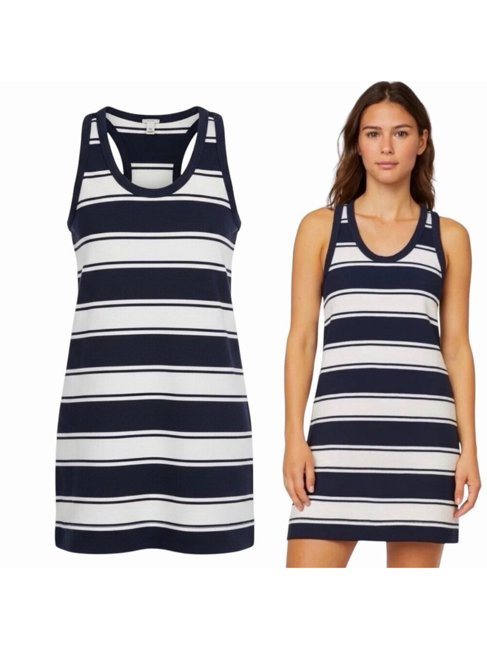 J. CREW Mini Tank Dress Size XXS Navy White Rugby Striped French Terry 67077